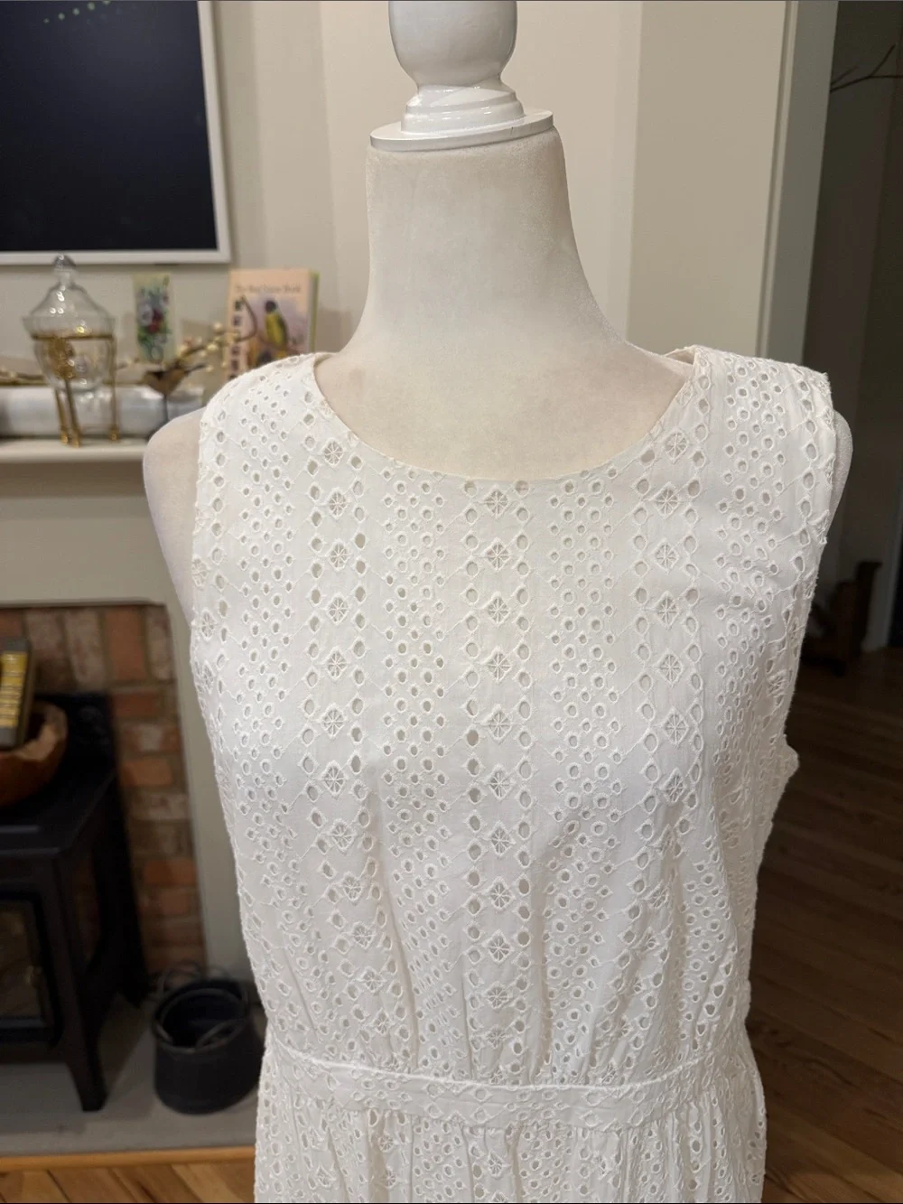 J.Crew Sleeveless White Eyelet Midi Dress . Size 12.